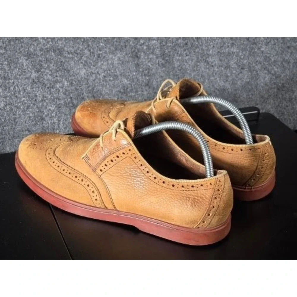 Polo Ralph Lauren Orrick Wing Tip Tan Leather Oxford Shoes Men 9.5 D Preppy Work